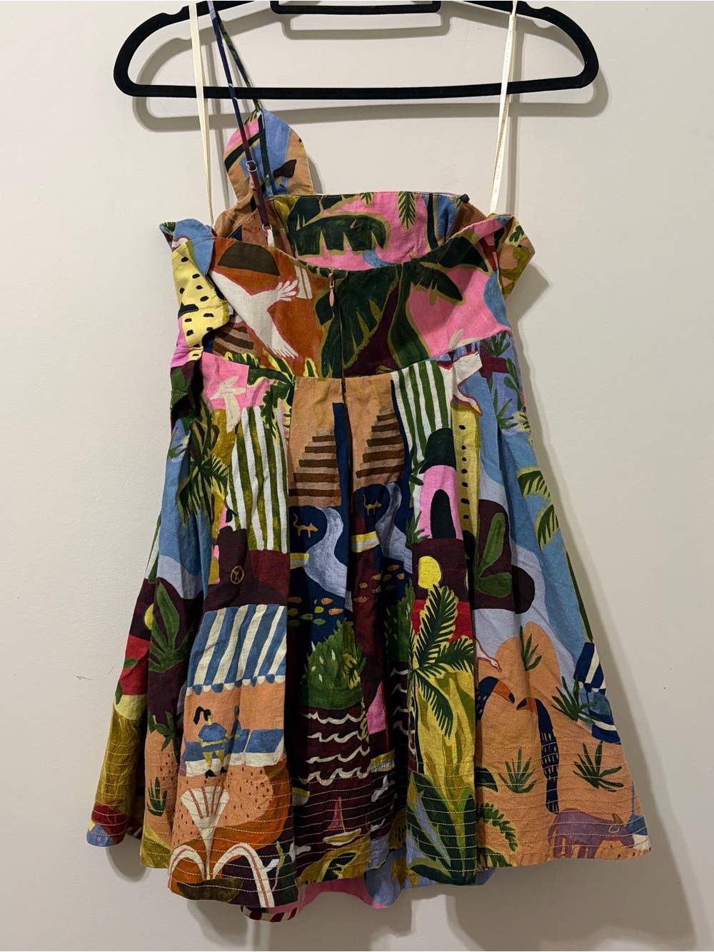 Farm Rio Multicolor Tropical Painting Lenzing Ecovero Euroflax Mini Dress - Picture 8 of 12
